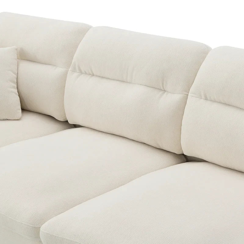 110-Inch L-Shaped 5-Seater Sectional Sofa with Removable Ottoman, Cloud Chenille Fabric, and 5 Cushions 18