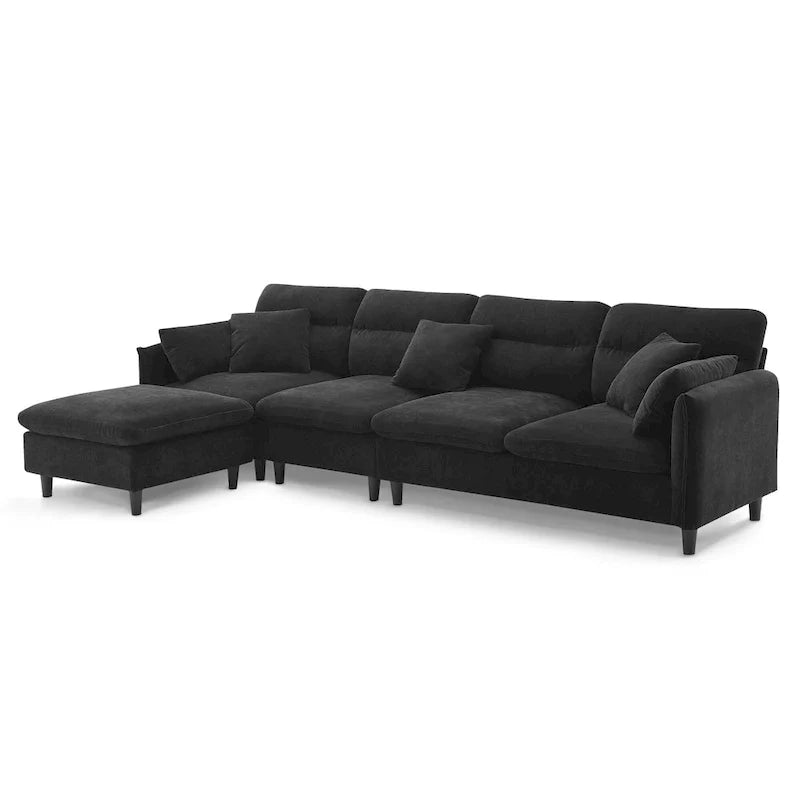 110-Inch L-Shaped 5-Seater Sectional Sofa with Removable Ottoman, Cloud Chenille Fabric, and 5 Cushions 31