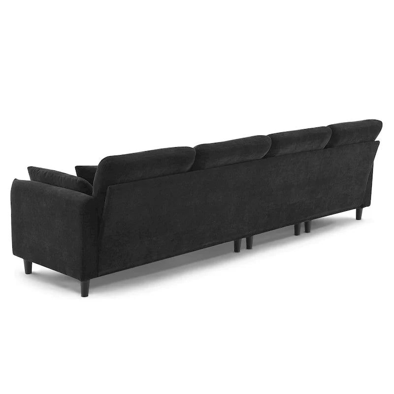 110-Inch L-Shaped 5-Seater Sectional Sofa with Removable Ottoman, Cloud Chenille Fabric, and 5 Cushions 34