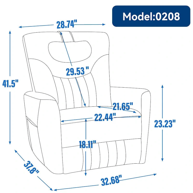 Beige Power Recliner Chair with 270° Swivel, Rocking Function, Lumbar & Neck Support Pillow, USB and Type-C Charging Ports 8