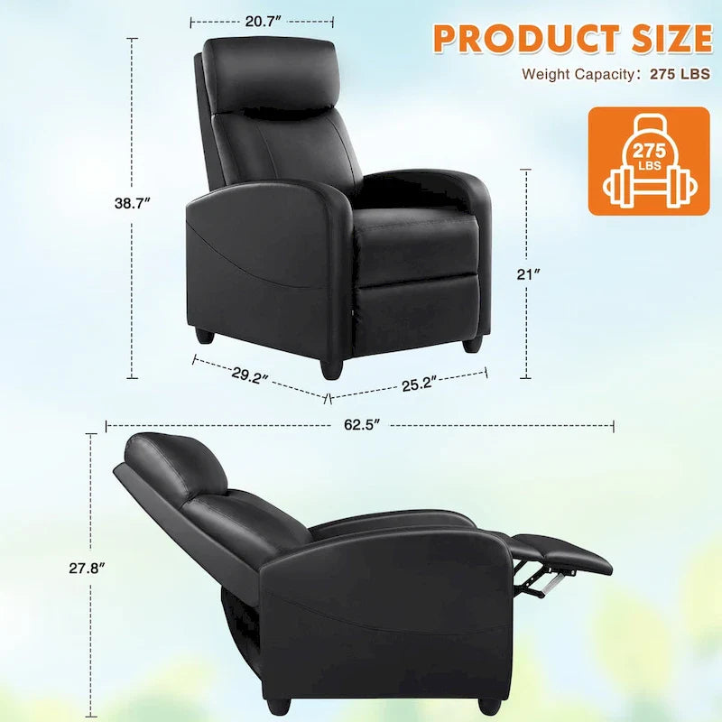 Versatile Recliner Chair with 8 Massage Settings and Lumbar Support for Ultimate Relaxation and Home Theater Experience 2