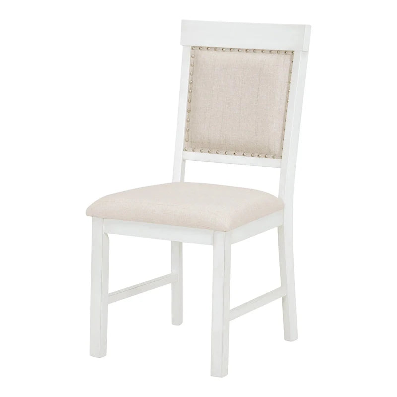 Vintage White 5-Piece Wooden Dining Set with Extendable Table and 4 Chairs 16