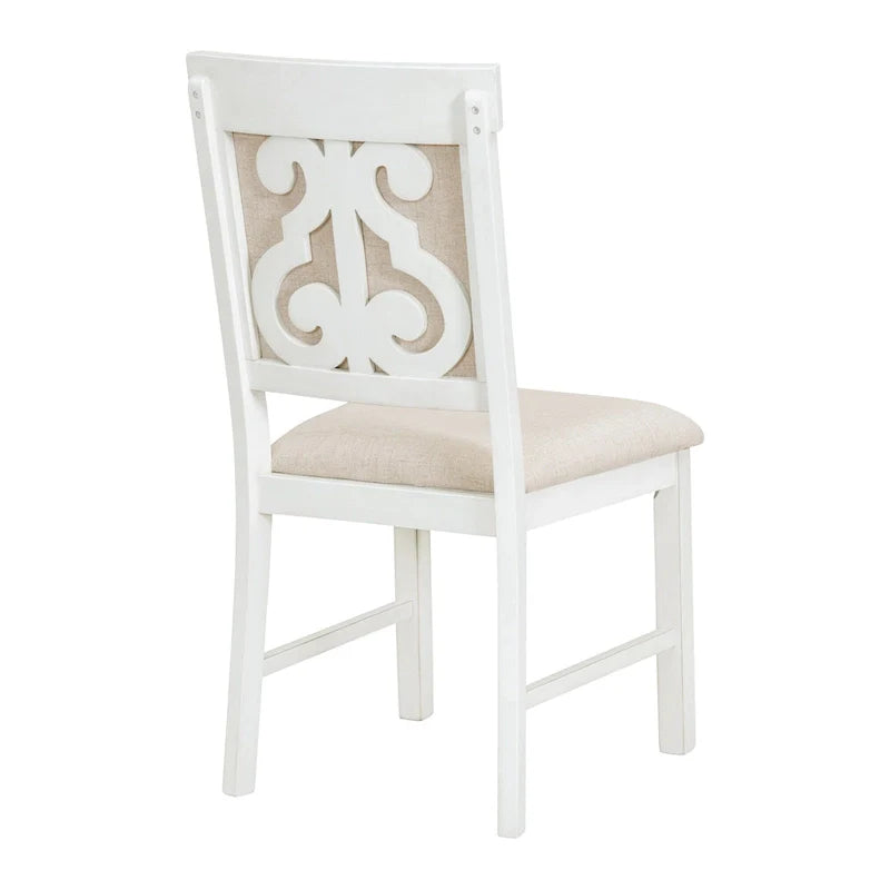 Vintage White 5-Piece Wooden Dining Set with Extendable Table and 4 Chairs 17