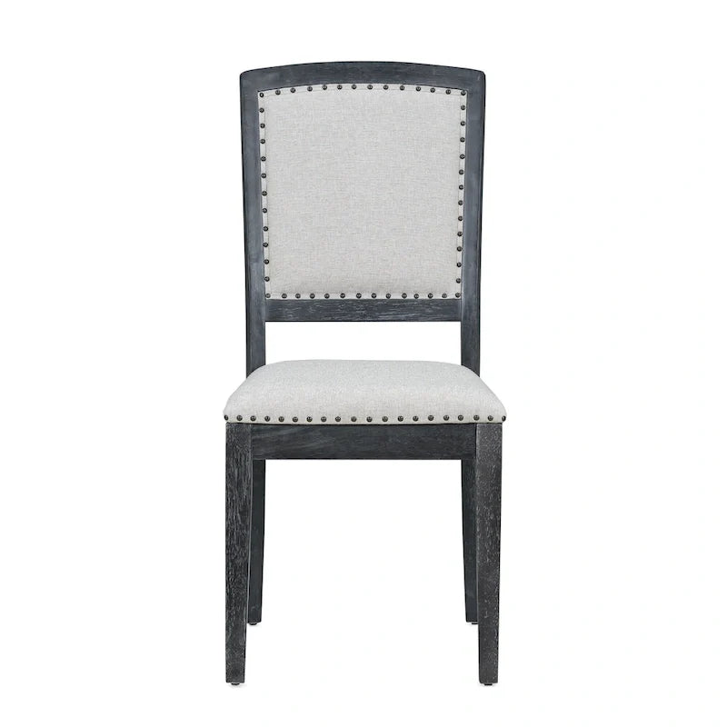 7-Piece Extendable Wooden Dining Table Set in Black and Gray with 6 Chairs 17