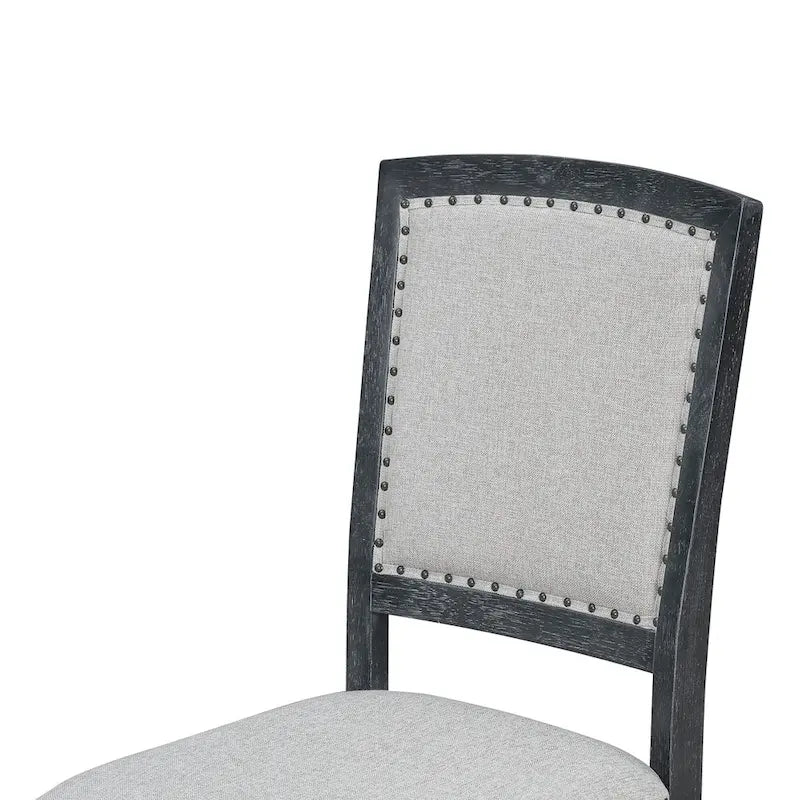 7-Piece Extendable Wooden Dining Table Set in Black and Gray with 6 Chairs 19