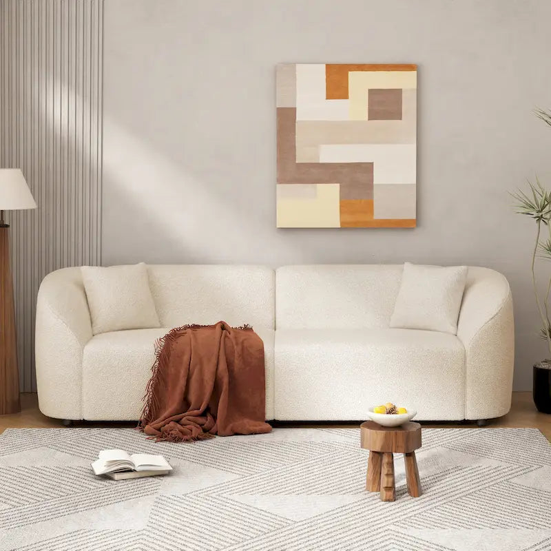 87.5 Boucle Curved 3-Seater Sofa with Sculptural Ergonomics 1