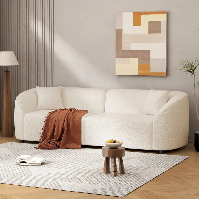87.5 Boucle Curved 3-Seater Sofa with Sculptural Ergonomics 2