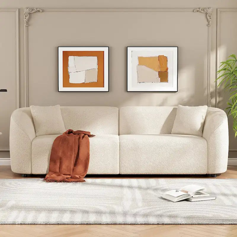 87.5 Boucle Curved 3-Seater Sofa with Sculptural Ergonomics 3