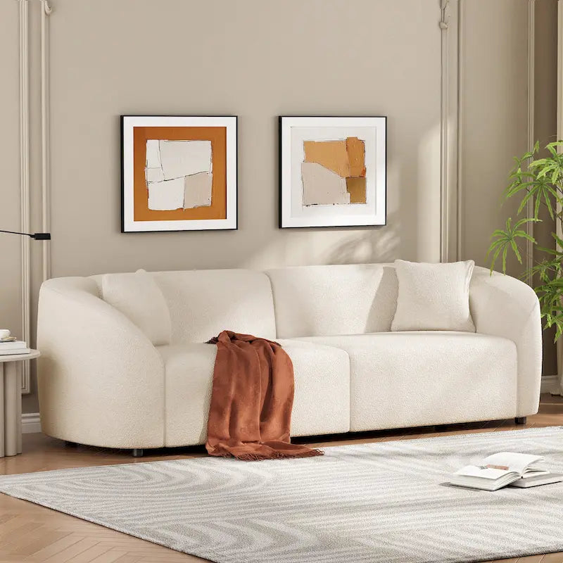 87.5 Boucle Curved 3-Seater Sofa with Sculptural Ergonomics 4