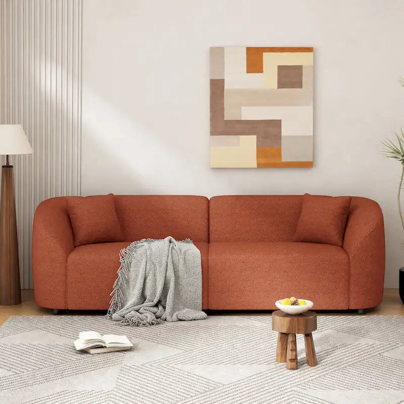 87.5 Boucle Curved 3-Seater Sofa with Sculptural Ergonomics 8