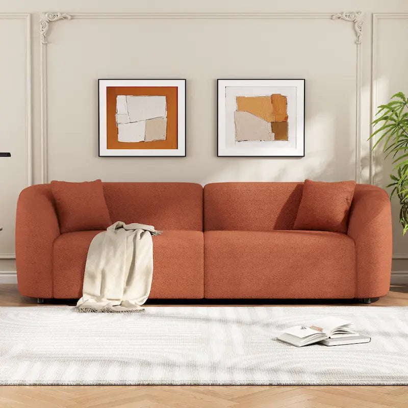 87.5 Boucle Curved 3-Seater Sofa with Sculptural Ergonomics 9