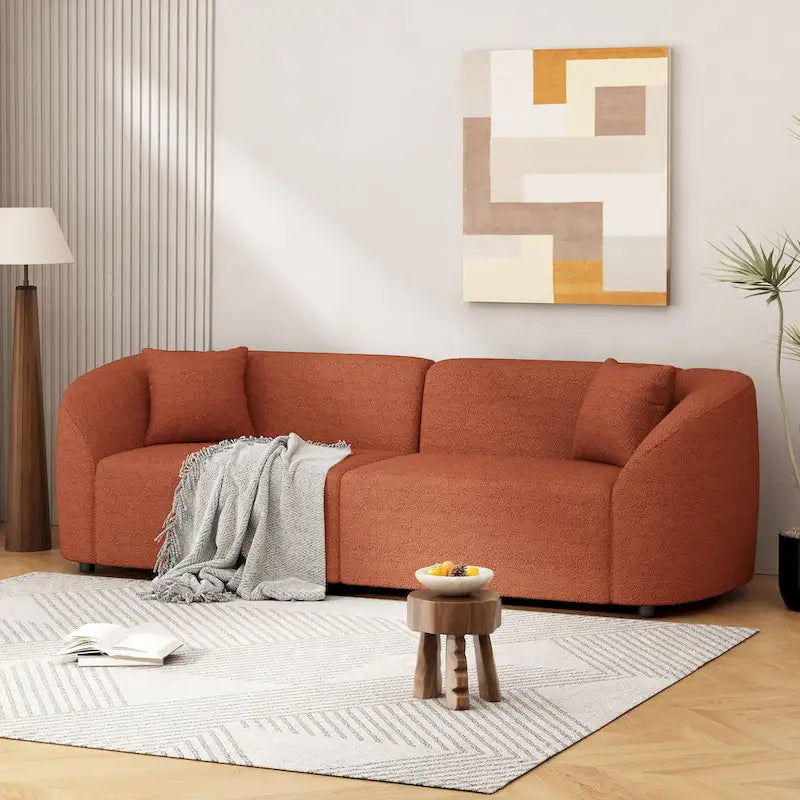 87.5 Boucle Curved 3-Seater Sofa with Sculptural Ergonomics 10