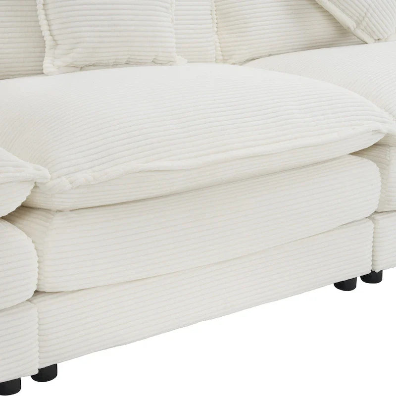 112.6-Inch Corduroy Upholstered L-Shaped Modular Sectional Sofa with Convenient Side Storage Pockets 6