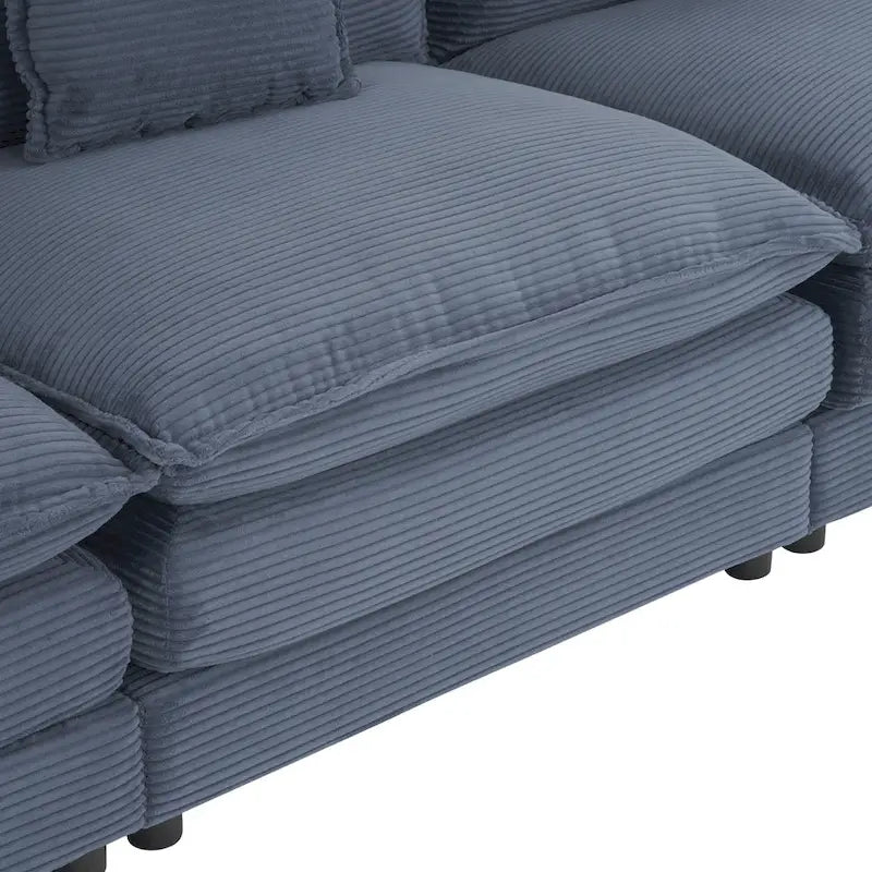 112.6-Inch Corduroy Upholstered L-Shaped Modular Sectional Sofa with Convenient Side Storage Pockets 18