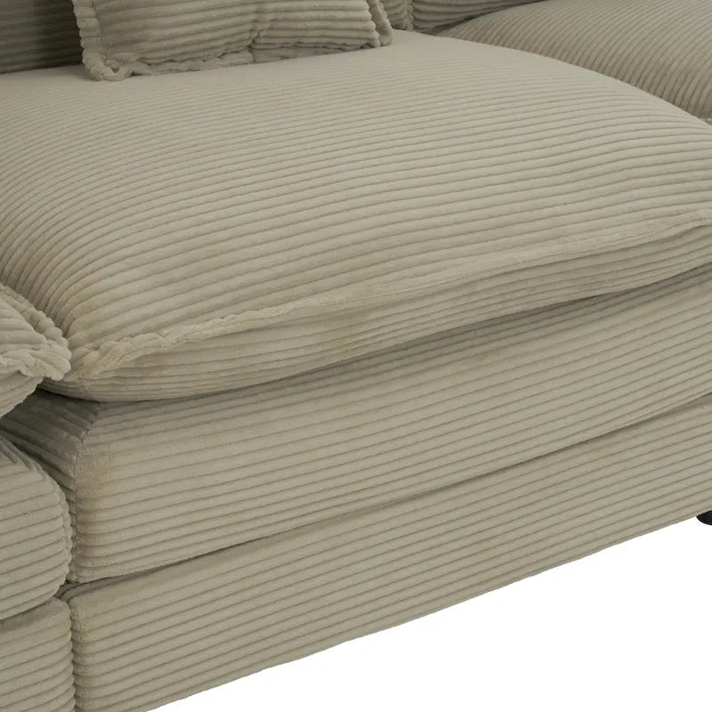 112.6-Inch Corduroy Upholstered L-Shaped Modular Sectional Sofa with Convenient Side Storage Pockets 24