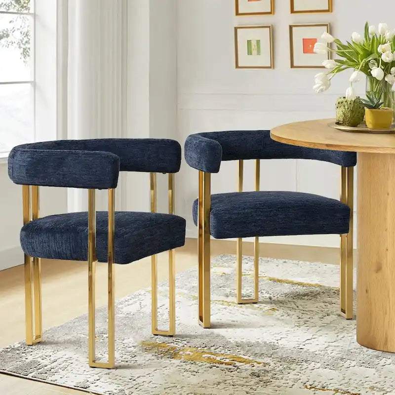 Set of 2 Chenille Upholstered Armchairs 39