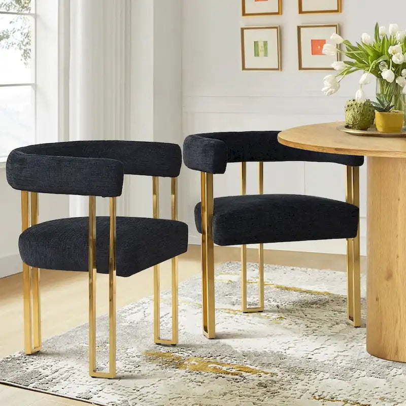 Set of 2 Chenille Upholstered Armchairs 2