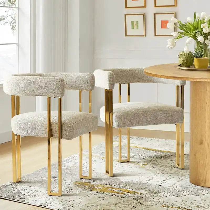 Set of 2 Chenille Upholstered Armchairs 7