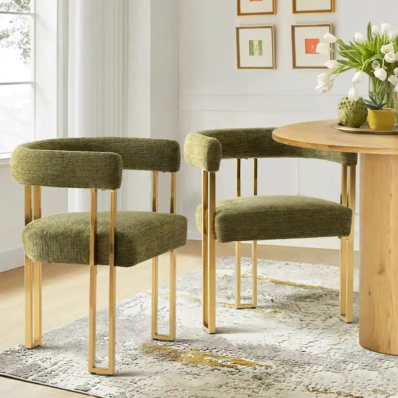 Set of 2 Chenille Upholstered Armchairs 9