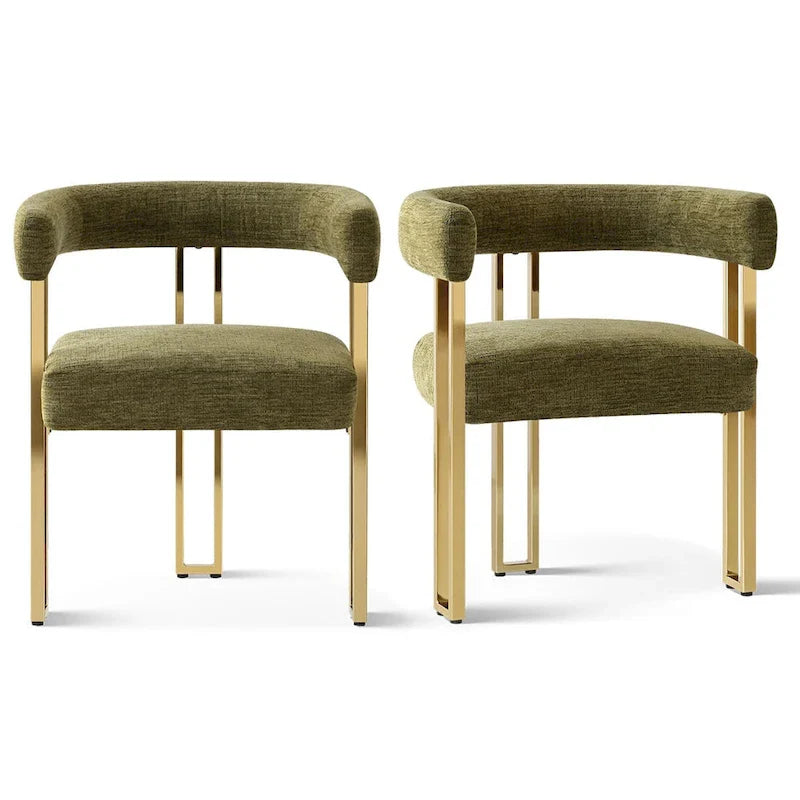 Set of 2 Chenille Upholstered Armchairs 11