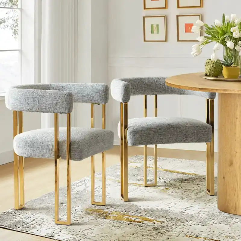 Set of 2 Chenille Upholstered Armchairs 27