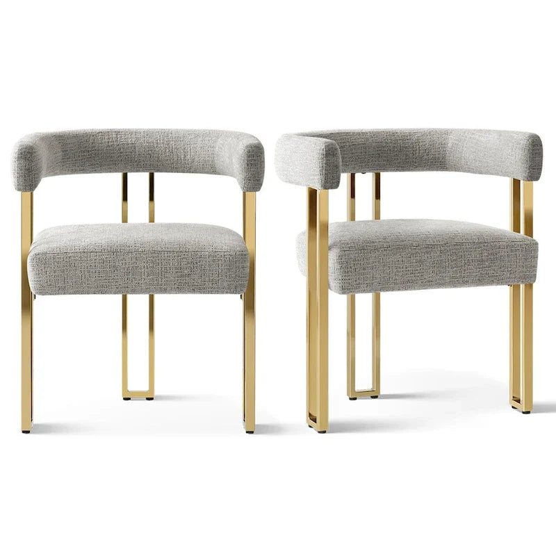 Set of 2 Chenille Upholstered Armchairs 29