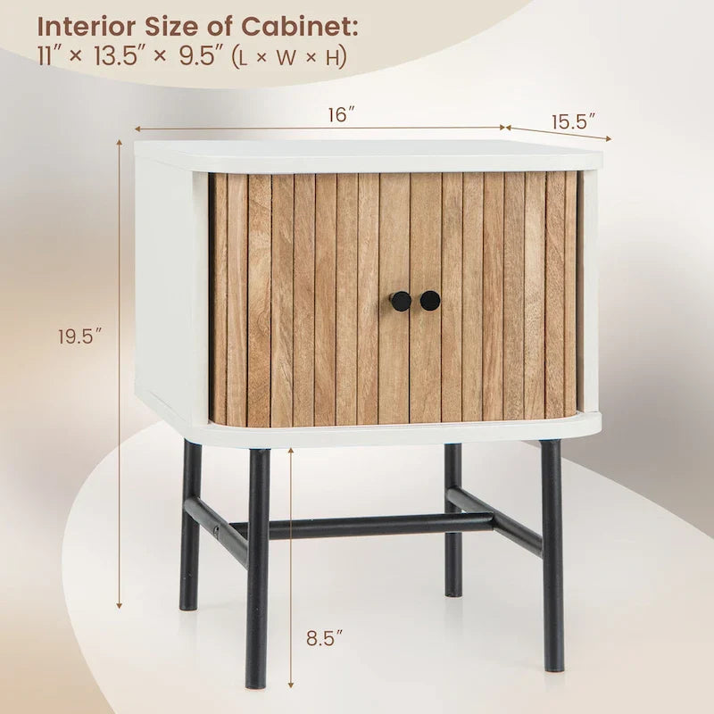 Gymax Set of 2 Compact Modern Nightstands with Sliding Drawer 2