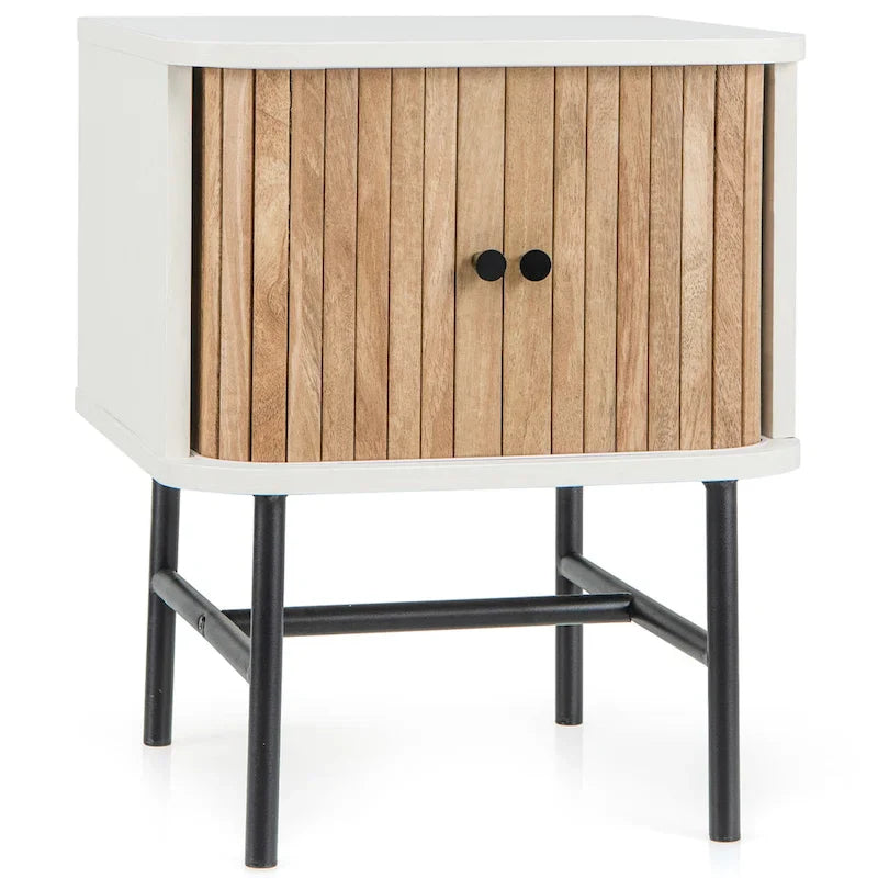 Gymax Set of 2 Compact Modern Nightstands with Sliding Drawer 10