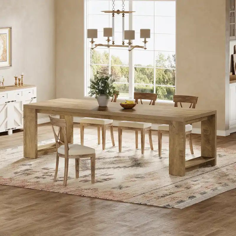 86.61-Inch Extra Long Wooden Dining Table for 6 to 8 People 19