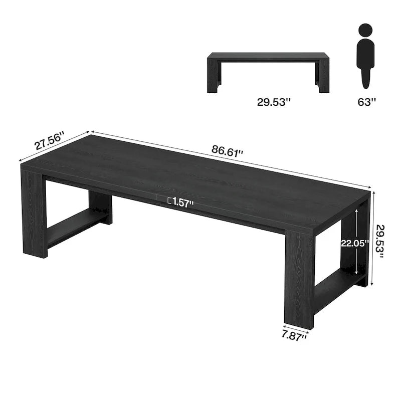 86.61-Inch Extra Long Wooden Dining Table for 6 to 8 People 5