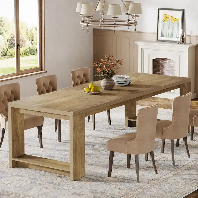 86.61-Inch Extra Long Wooden Dining Table for 6 to 8 People 11