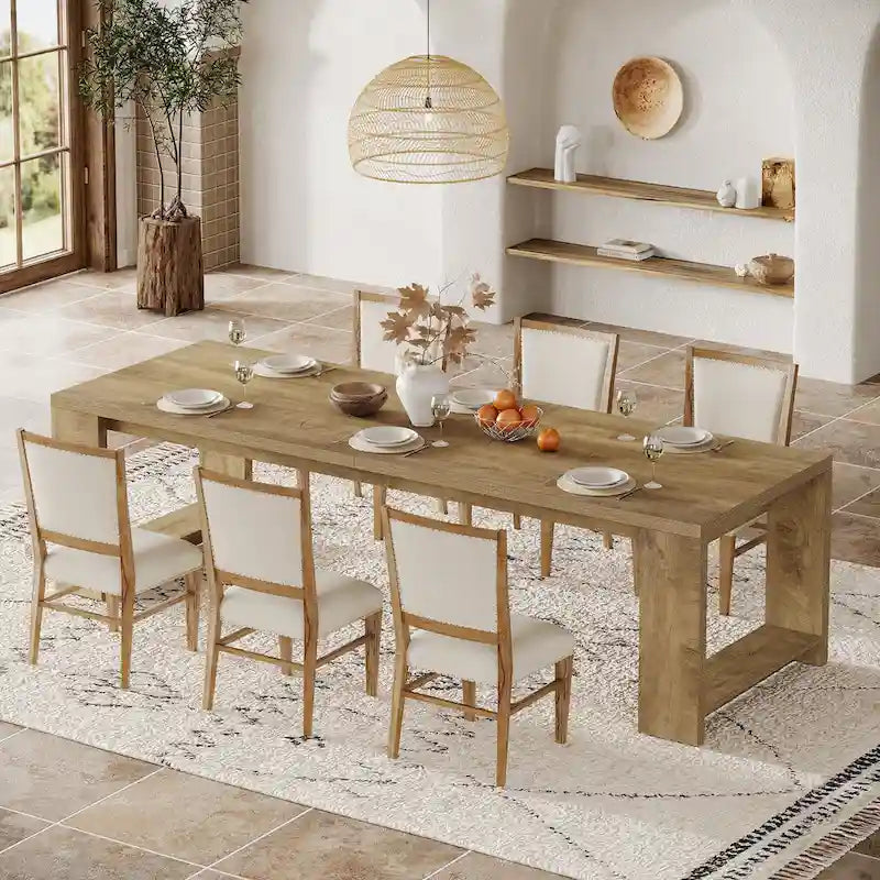 86.61-Inch Extra Long Wooden Dining Table for 6 to 8 People 12
