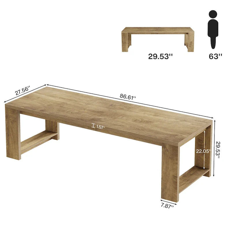 86.61-Inch Extra Long Wooden Dining Table for 6 to 8 People 13