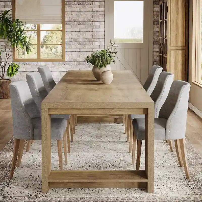 86.61-Inch Extra Long Wooden Dining Table for 6 to 8 People 14