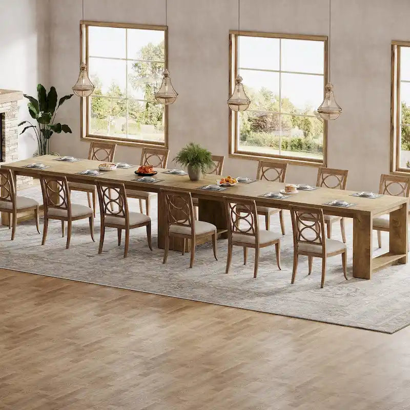 86.61-Inch Extra Long Wooden Dining Table for 6 to 8 People 17