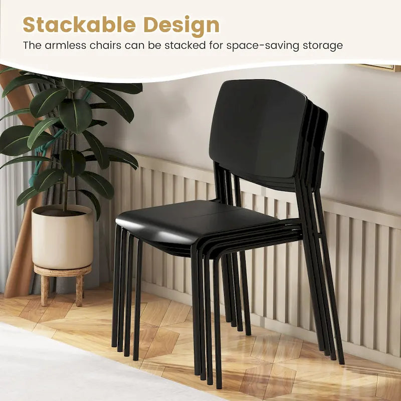 Set of 4 Stackable Dining Chairs with Ergonomic Backrest and Spacious Seat by Gymax 9