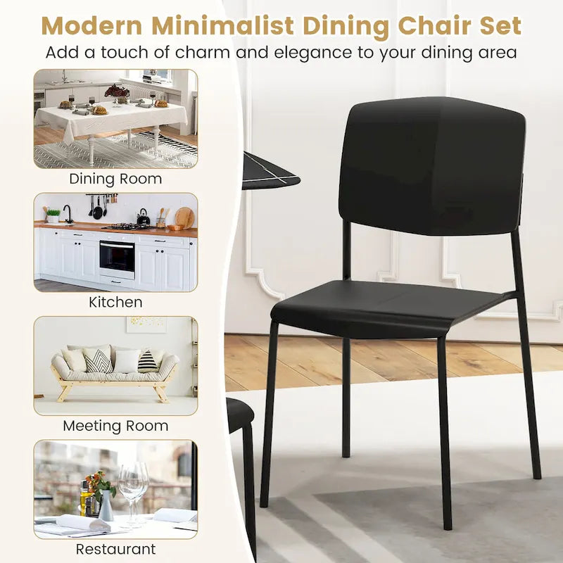 Set of 4 Stackable Dining Chairs with Ergonomic Backrest and Spacious Seat by Gymax 10
