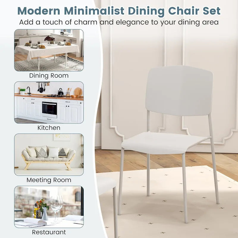 Set of 4 Stackable Dining Chairs with Ergonomic Backrest and Spacious Seat by Gymax 19