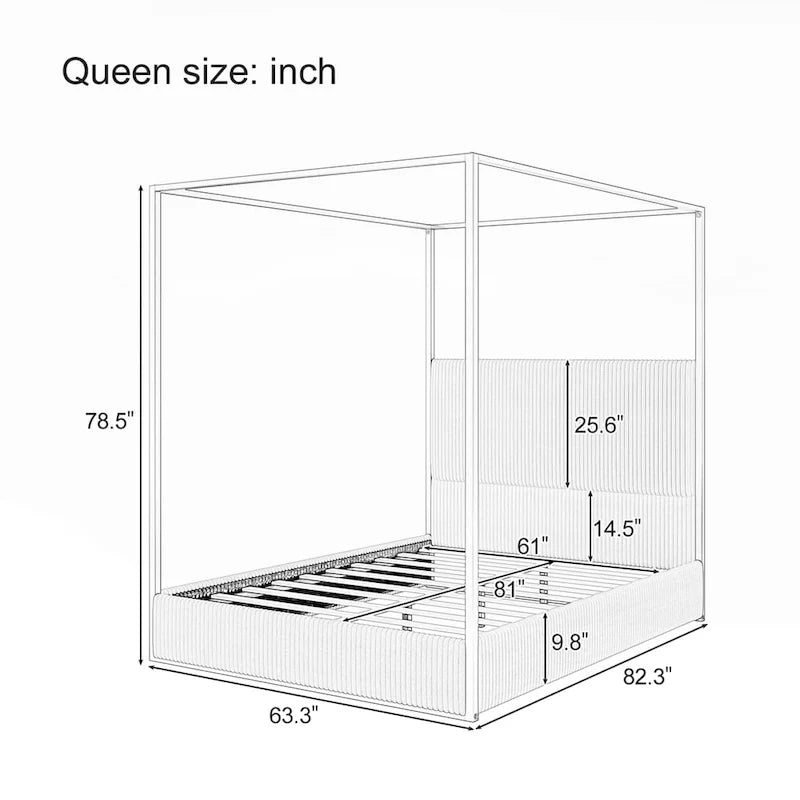 Contemporary Luxe Metal Canopy Bed Featuring a High Upholstered Headboard 5