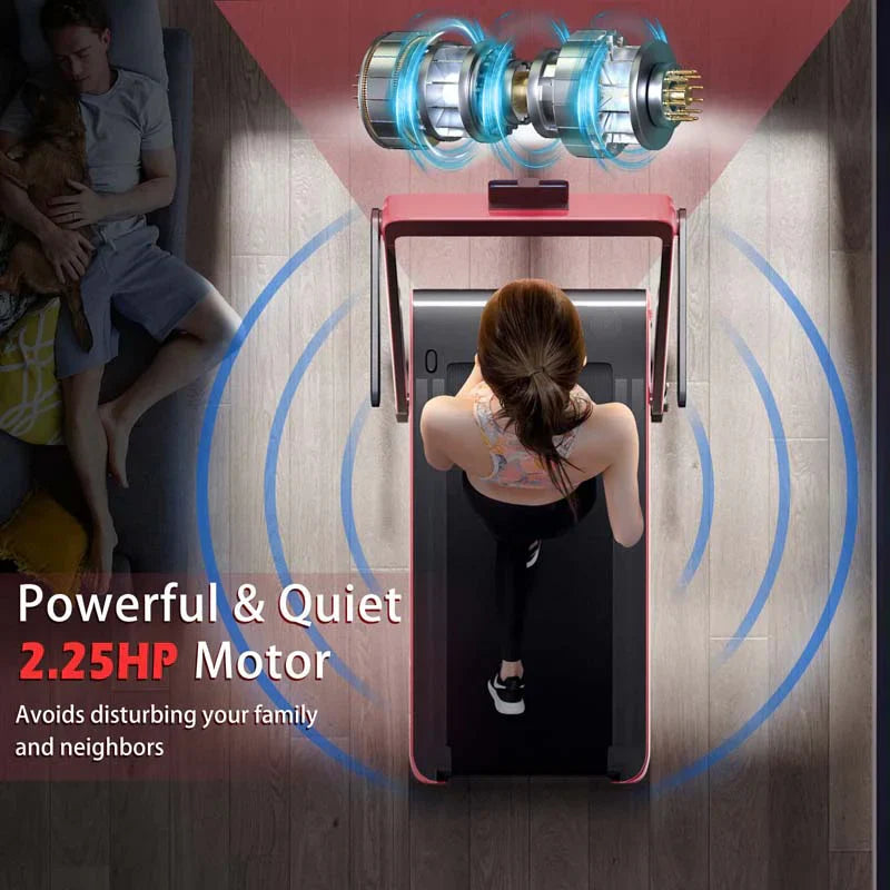 2.5HP 2-in-1 Folding Under Desk Treadmill with Speaker APP Remote Control, Portable Walking Jogging Machine for Home Gym Office 57