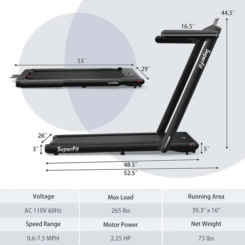 2.5HP 2-in-1 Folding Under Desk Treadmill with Speaker APP Remote Control, Portable Walking Jogging Machine for Home Gym Office 18