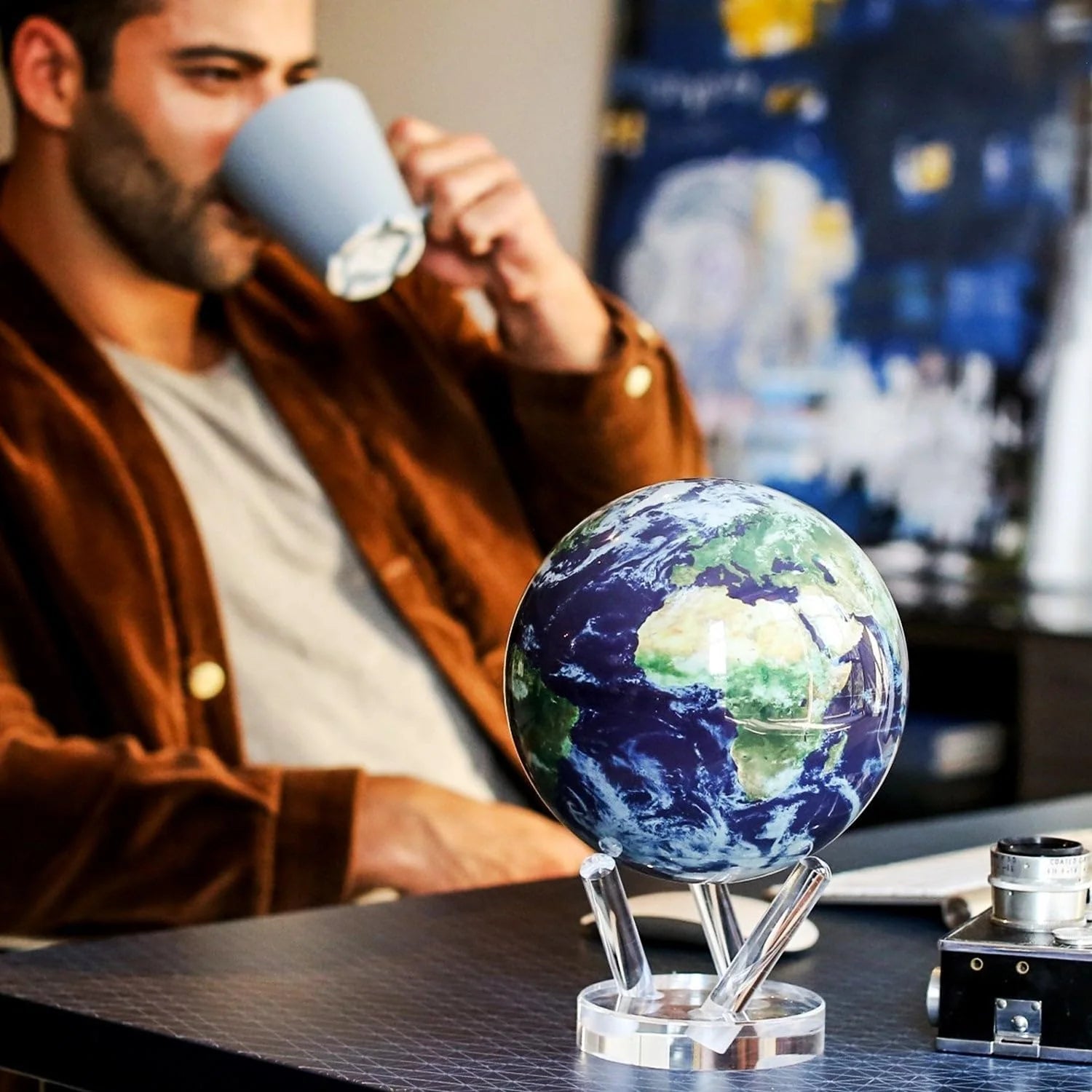 MOVA 4.5" Self-Rotating Globe Earth with Clouds, Light Powered 8