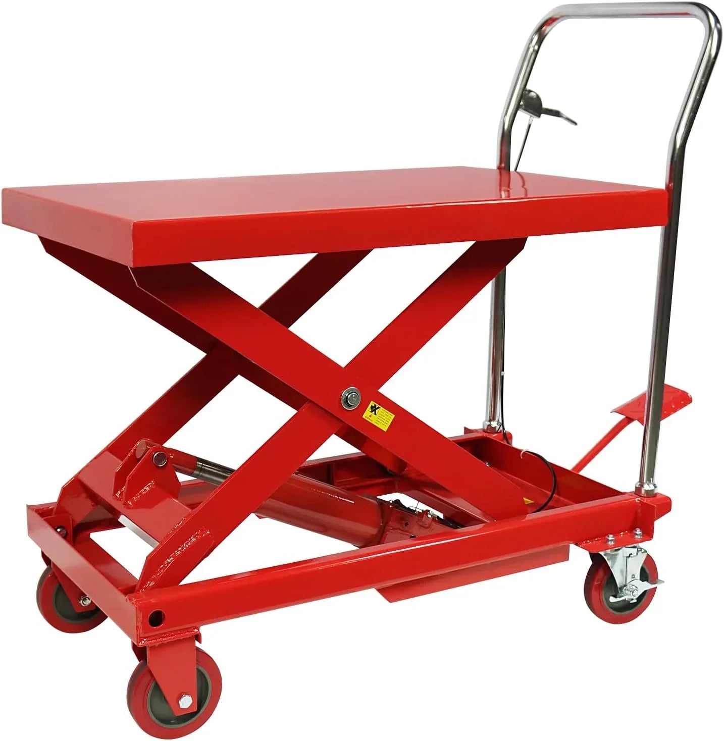 500LBS Hydraulic Lift Table Cart, 30" Lifting Height., Double Scissor Lift Table with 4 Wheels and Non-Slip Pad, Hydraulic Scissor Lift Table for Material Handling and Transportation 10