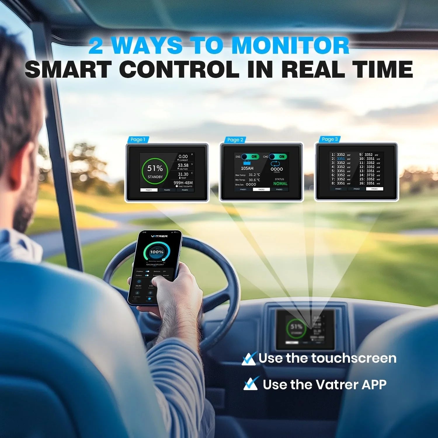 48V 105Ah Lithium Battery, Smart BMS, Touch Monitor, APP 6