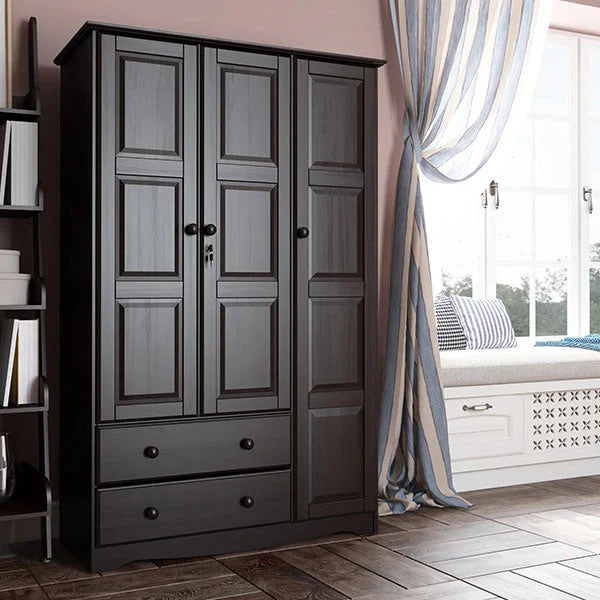 100% Solid Wood Grand Wardrobe Armoire - Mocha 3