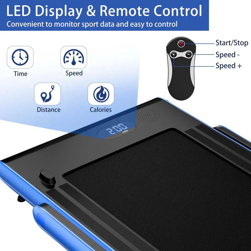 2.5HP 2-in-1 Folding Under Desk Treadmill with Speaker APP Remote Control, Portable Walking Jogging Machine for Home Gym Office 70