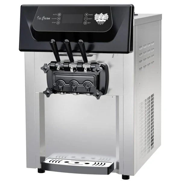 2200W Commercial Ice Cream Machine, 3 Flavor Soft Serve Ice Cream Machine, 5.3-7.4 Gal/Hr, with LCD Touch Screen, Automatic Cleaning, High Productivity for Home Snack Bar & Restaurants 1