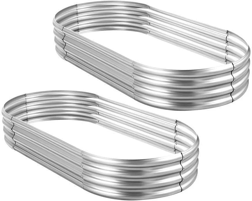2Pcs Galvanized Raised Garden Bed Kit, 10×4×1ft Galvanized Planter Raised Garden Boxes Outdoor, Oval Large Metal Raised Garden Beds for Vegetables………… 4
