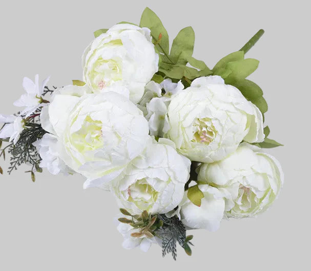 13-Piece European Style Core-Spun Peony Artificial Flowers Bouquet – High-End Silk Peony Arrangement (47cm Decorative Flowers) 4