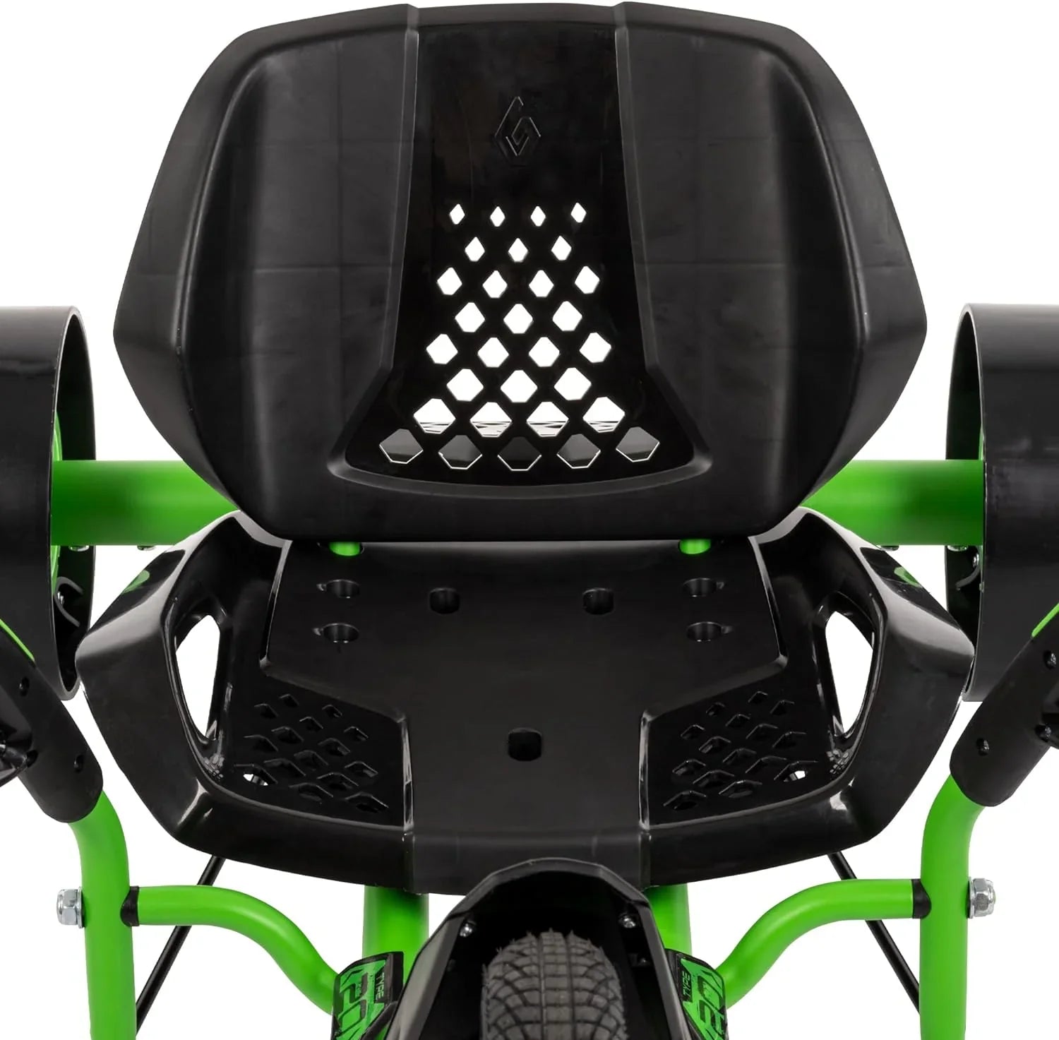 20-inch drift tricycle, with smooth lines and comfortable design, adjustable seat, sturdy steel frame, easy to operate, suitable for children over 8 years old, equipped with LED lighting and foot brakes, available in green and black colors. 4